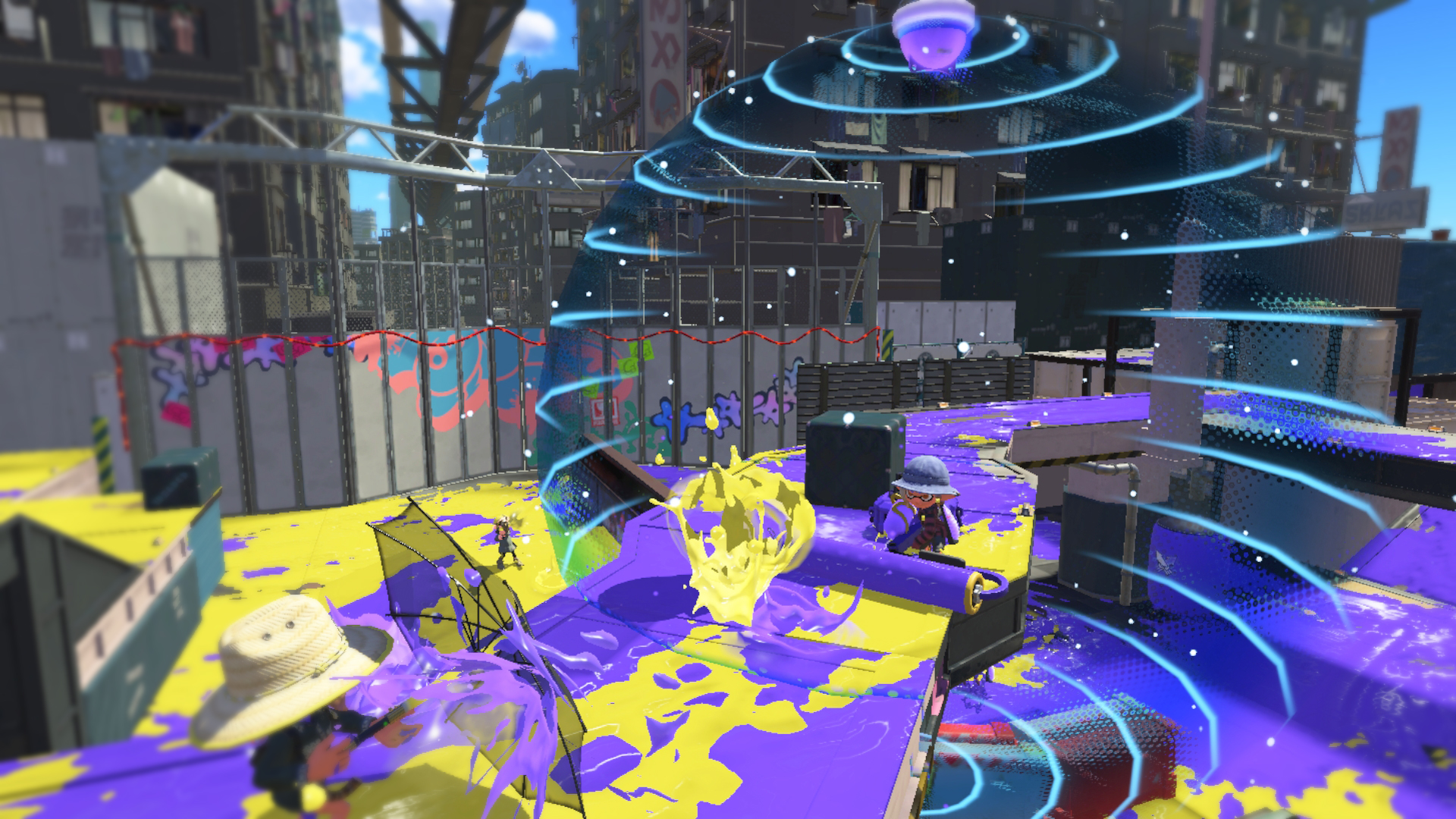 Splatoon スプラトゥーン これは グレートバリア かつてハイカラシティで使われていたスペシャルウェポンを改造したものだが 設置式の装置にすることで出力が大幅に向上している 大きいことはいいことだ とは バンカラ地方のイカたちらしい