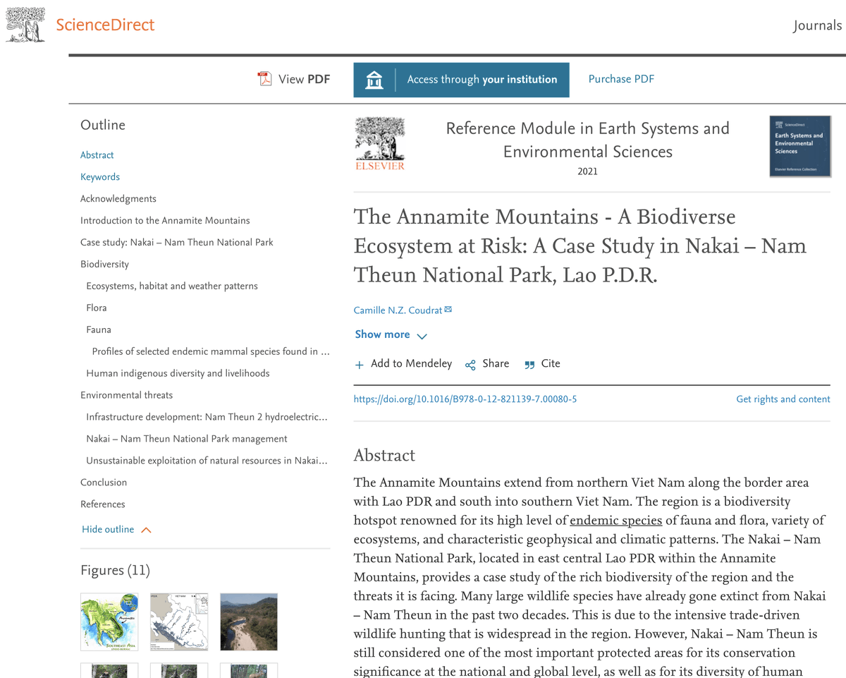 Publication: The Annamite Mountains - A Biodiverse Ecosystem at Risk: A Case Study in Nakai – Nam Theun National Park, Lao P.D.R. - conservationlaos.com/publication-th…