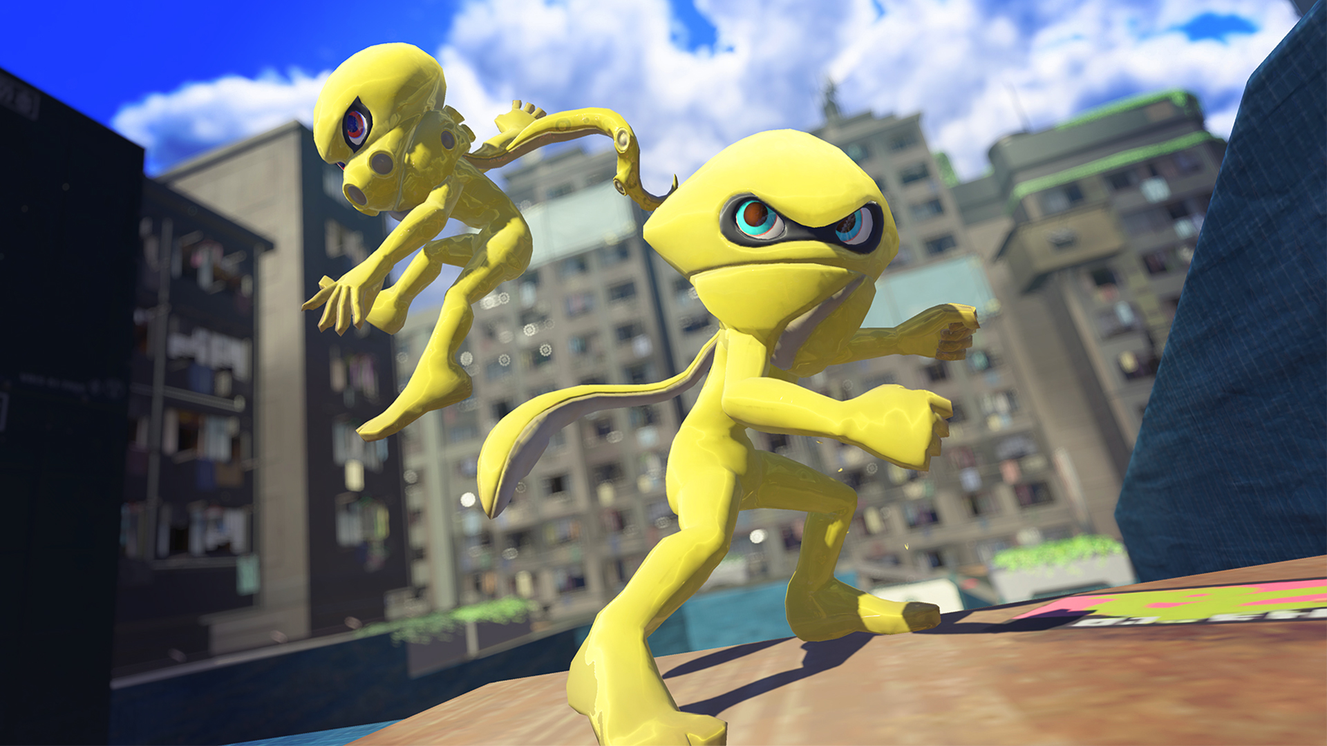Splatoon スプラトゥーン これは影の戦士 ショクワンダー に変身するスペシャルウェポン ながーく伸びて壁に貼り付く触腕でステージを縦横無尽に飛び回り 相手チームをおしおきだ 素顔がばれないように インクが切れると自動的に変身した場所に