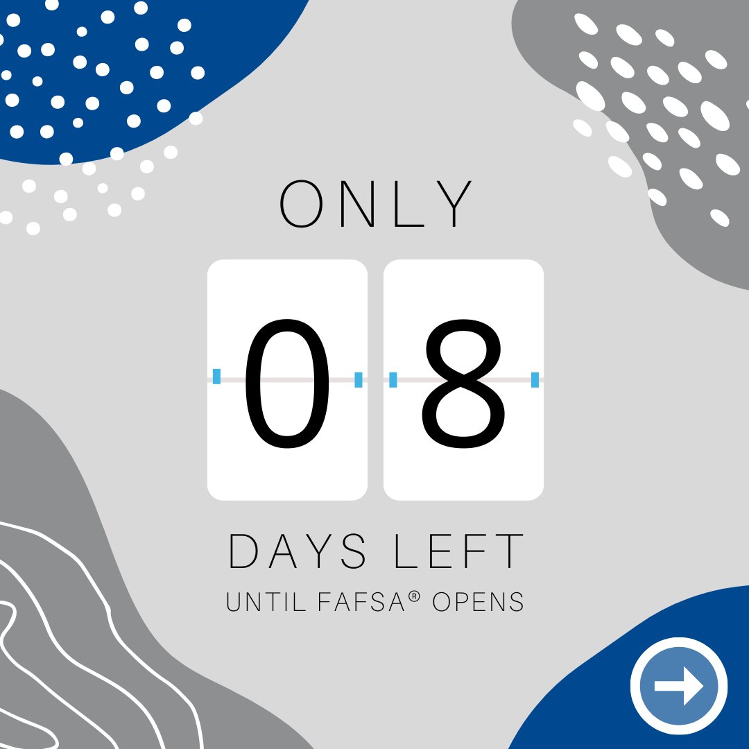 UofMfirstgen's tweet photo. The Free Application for Federal Student Aid (FAFSA®) form goes live in 8 days! 👀

Keep checking back to learn more about the FAFSA® form and important deadlines. 🐯 💙
#federalaid #octoberFIRST #fafsafacts #FIRSTfafsa #fafsafrenzy (1/3) https://t.co/1WC1RlC0mC