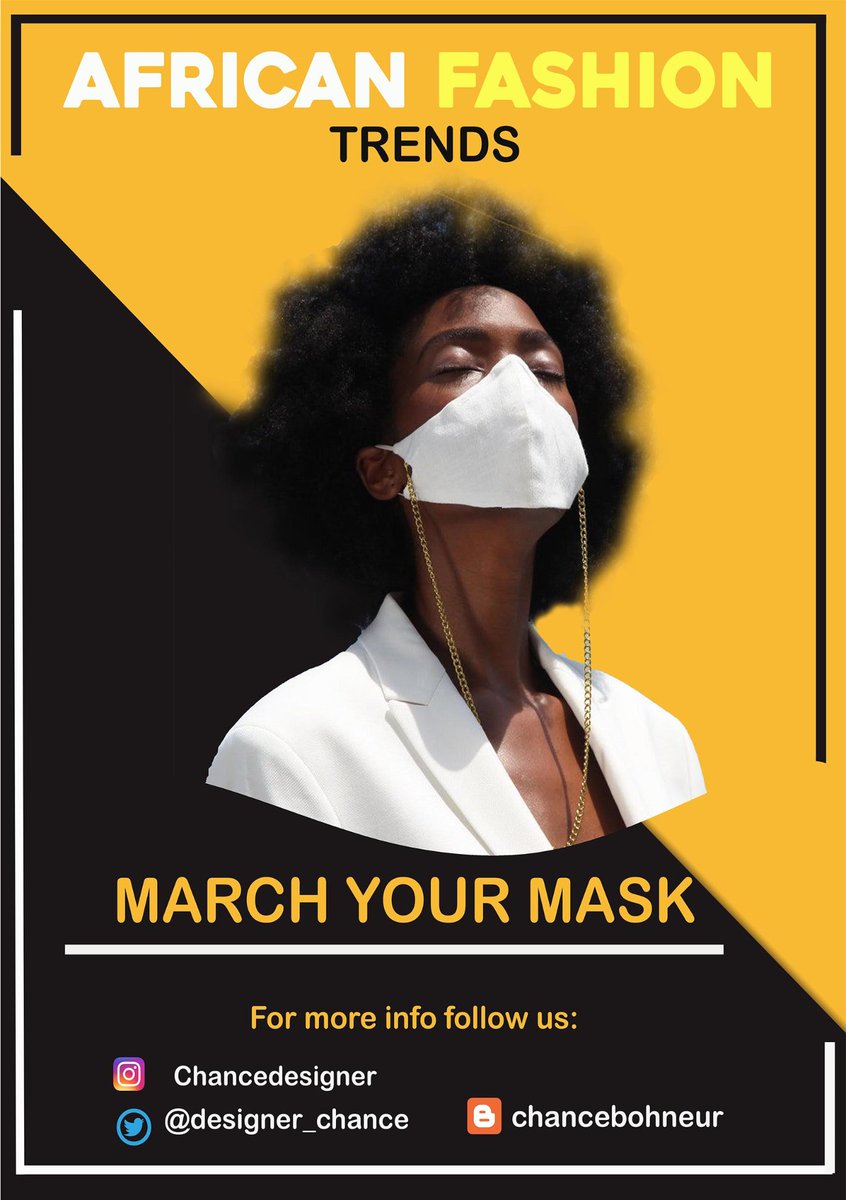 designer_chance's tweet photo. Hello Good People! I have documented about current trends of fashion in Africa during the Pandemic. My document is entitled March Your Mask!
please read more by clicking the link below
https://t.co/n320tKmEtn https://t.co/hP5N5hTPFr