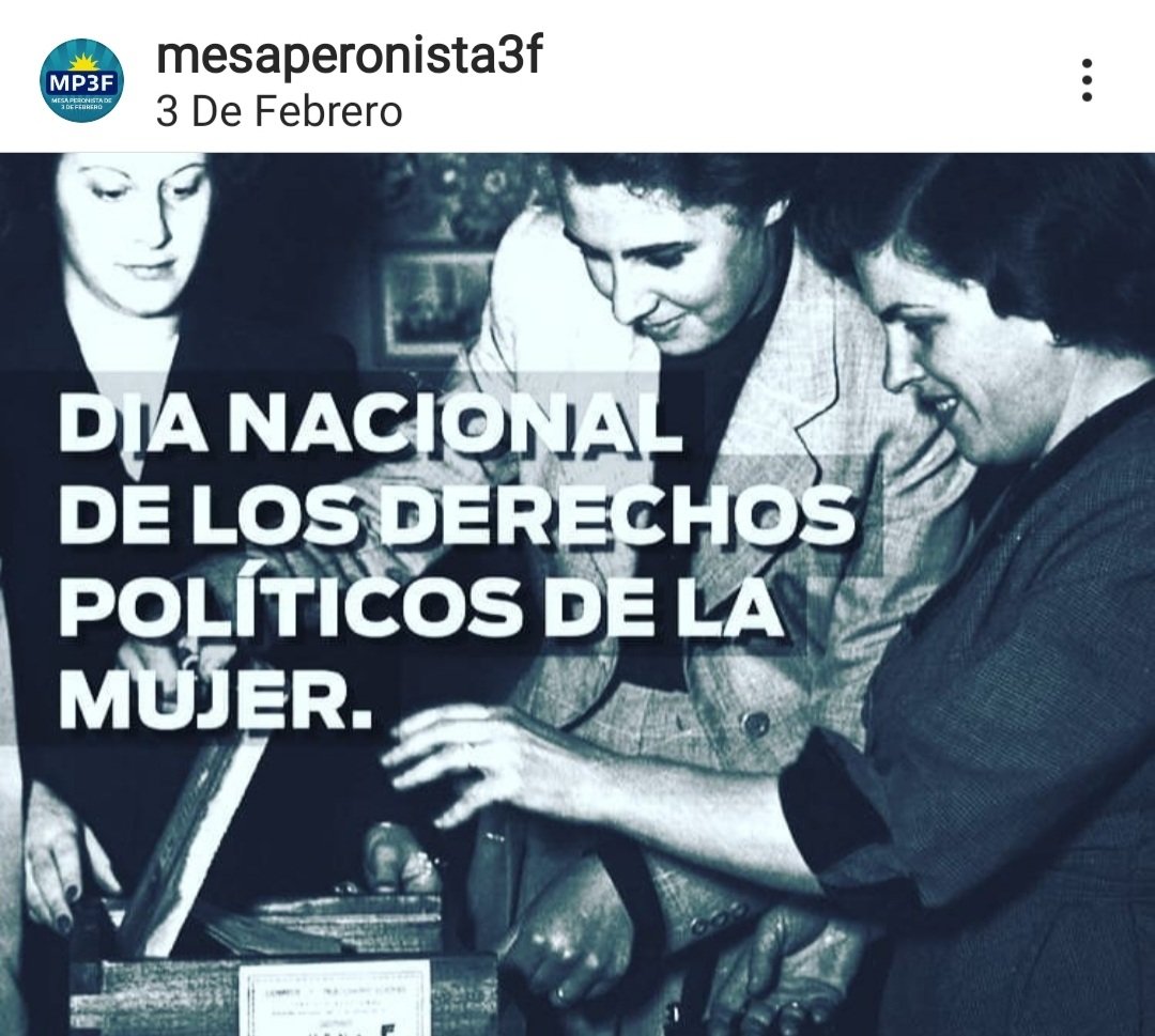 HoracioAlonsoAr's tweet photo. Comparto Publicación de La MP3F
La ley 13.010 fue sancionada el 9 de septiembre de 1947 y su promulgación se llevó a cabo el 23 de septiembre. Es conocida como ley Evita y establece esta fecha como el Día Nacional de los Derechos Políticos de la Mujer
#MP3F
#EvitaEterna
#TOD☀️S https://t.co/DEoD7ZqJfb