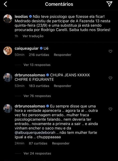 Isso que o senhor <a href="/DrBrunoSalomao/">FOFINHO 🐻‍❄️(Bruno) 🦚</a> é muita infantilidade! Tenha consciência e empatia pelas pessoas, você deveria se envergonhar do homem sem caráter que você é. Zombar de alguém com problema psicológico! Ridículo.