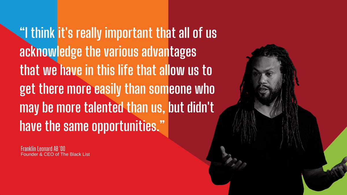 HarvardAlumni's tweet photo. “I think it's really important that all of us acknowledge the various advantages that we have in this life that allow us to get there more easily than someone who may be more talented than us, but didn't have the same opportunities.” @franklinleonard #HarvardUnity https://t.co/LOIgoQXWAL
