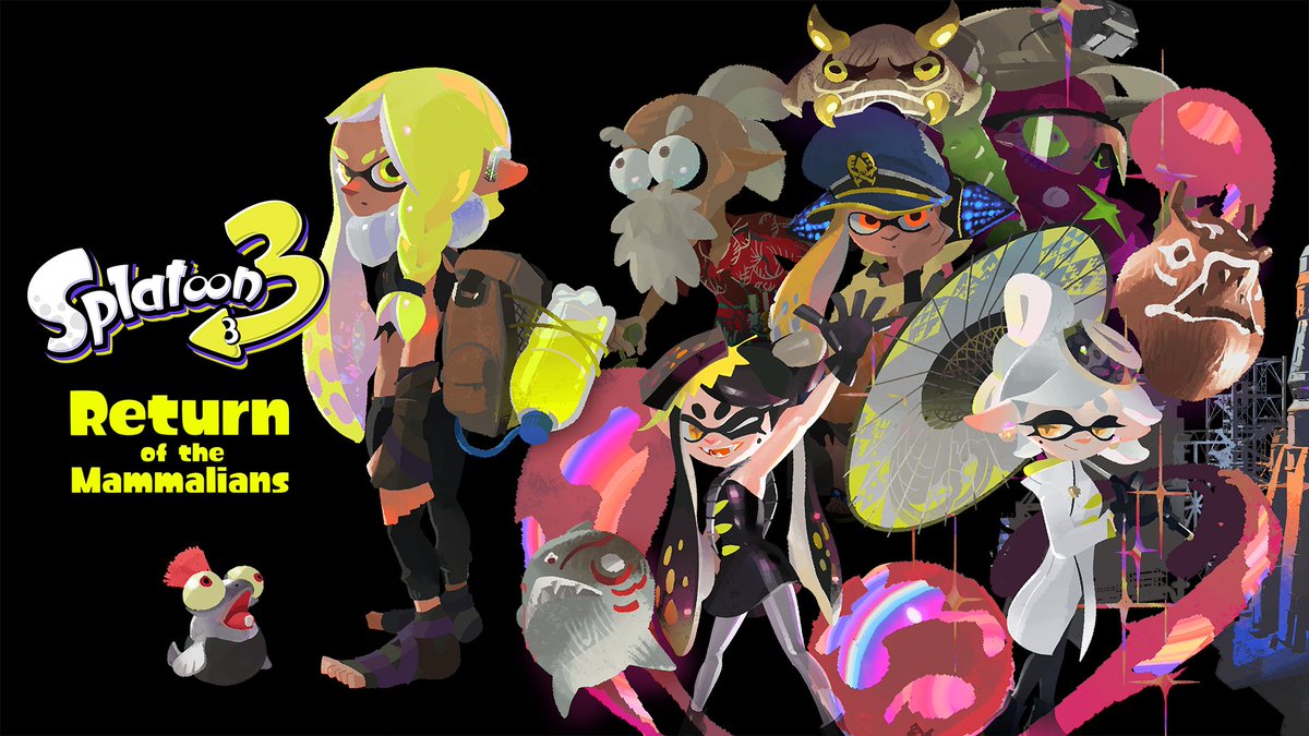SplatoonSRLab's tweet photo. The theme of the Splatoon 3 story mode appears to be "Return of the Mammalians." Wha?! As far as we know, mammals have disappeared from the surface of the planet (minus a couple cool cats, of course). What does it mean for these Inklings? https://t.co/BrHl3pbC35