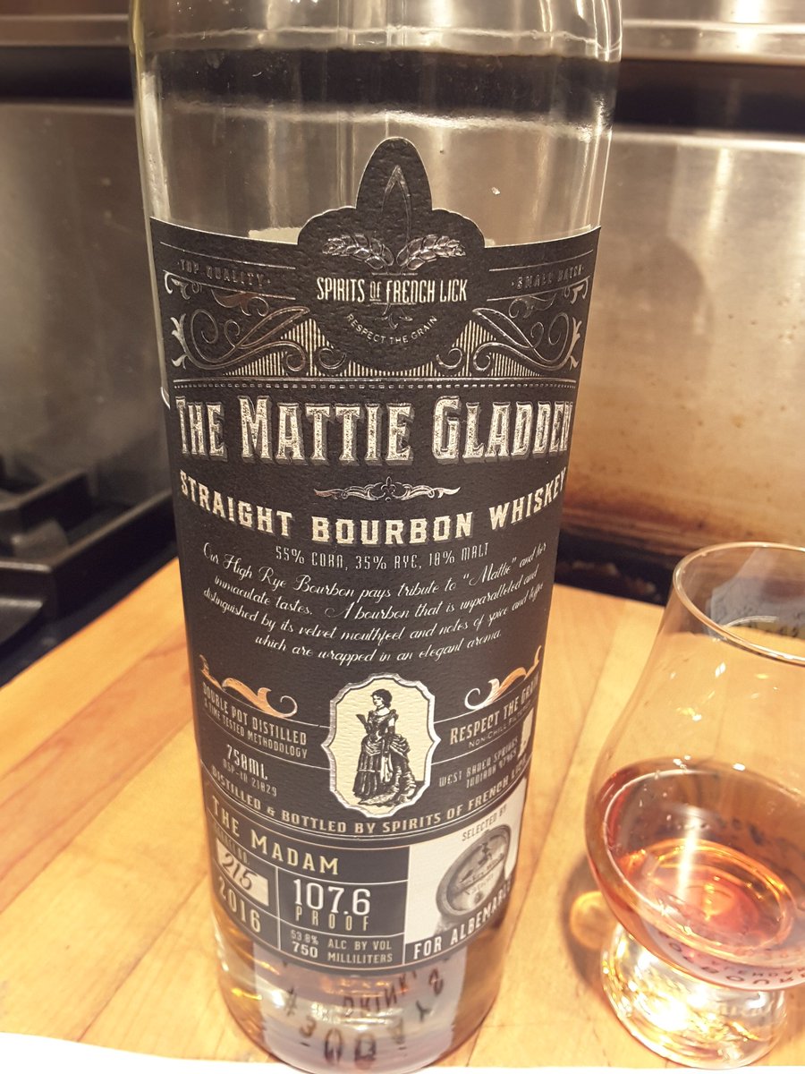 Day #23 of the #30daysofbourbon is another release from one of my favorite distilleries, Spirits of French Lick.  The Maddie Gladden is a high rye bourbon.  I have really grown to love anything from Spirits of French Lick!! Cheers!! #BHM2021  #bourbonheritagemonth <a href="/BourbonBanter/">Bourbon & Banter</a>