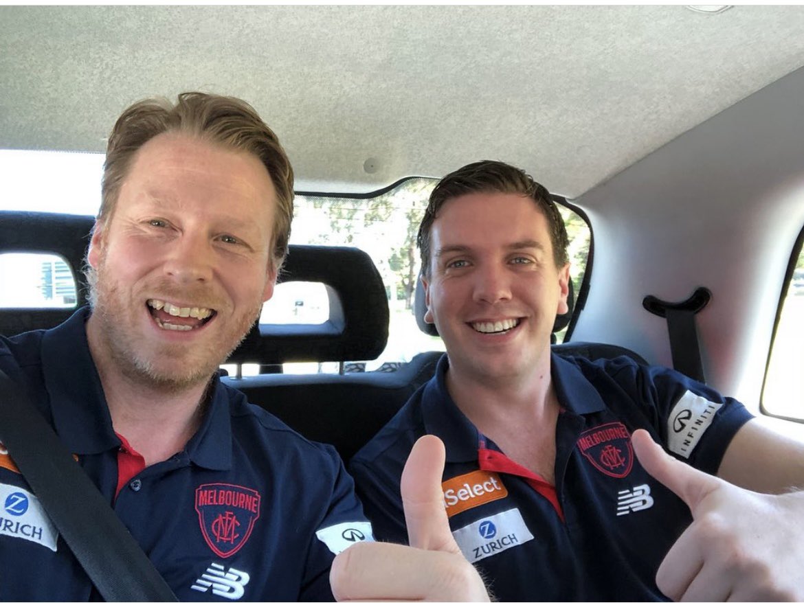 MattBurgan's tweet photo. 2015-18: The launch of Melbourne logo (2015), my late Mum about six months before she passed meeting Dawes, Stretch and Neal-Bullen (2016), a fan boy pic with Indigenous Melbourne stars (2017) and before final match with Dees - the 2018 prelim with Matty Goodrope. #GiveEmHell https://t.co/2quYpxOhgw