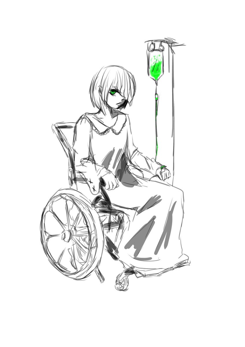 昔描いた車椅子の絵が出てきたから最近描いた車椅子と並べてみる 