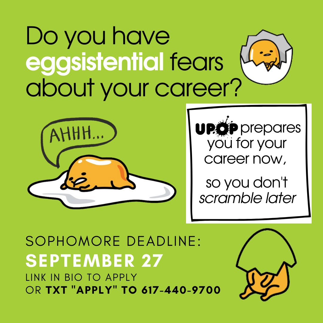 MITUPOP's tweet photo. UPOP prepares you for your career now, so you don't scramble later. September 27th final deadline to apply- all sophomores welcome! https://t.co/BmfQ9wLHVq