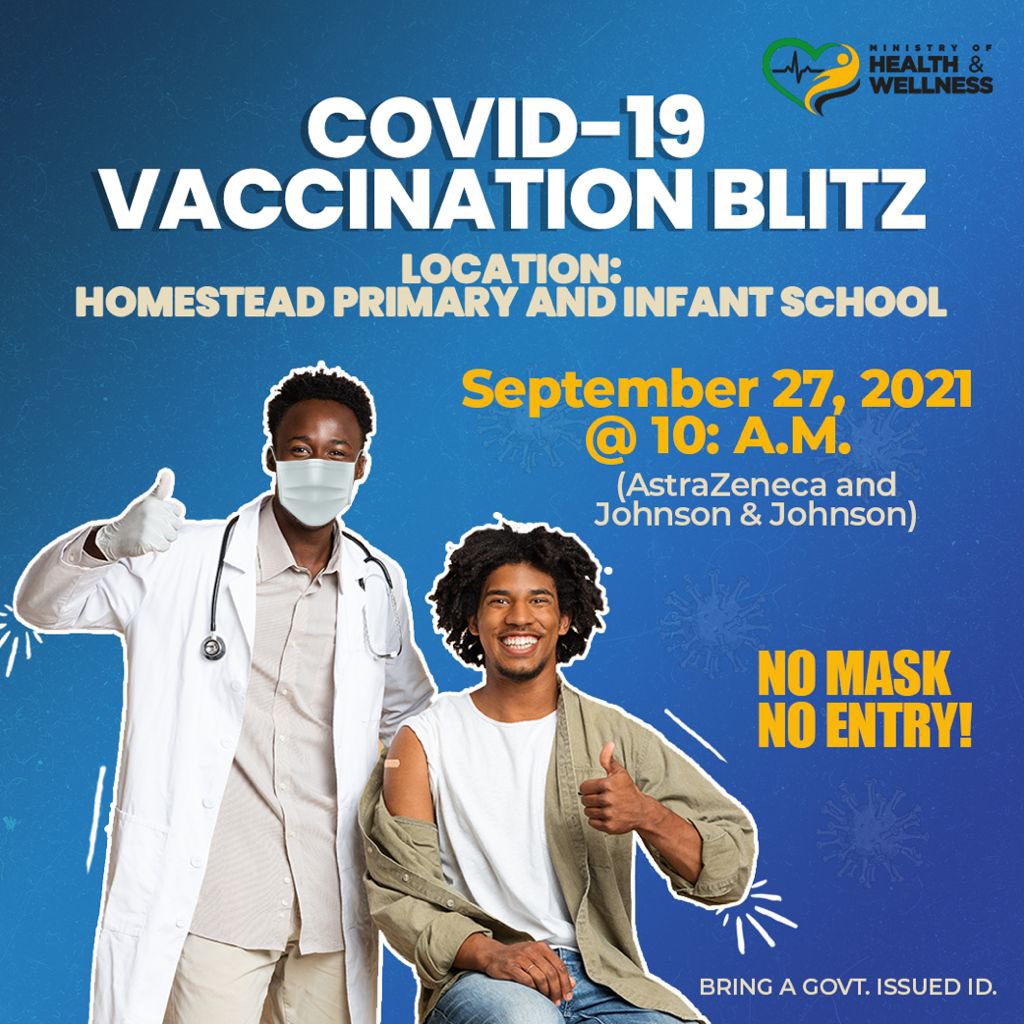 🗣SOUTH CENTRAL ST. CATHERINE it is our turn to #getthejook so we can get back to life. 

Come out Monday, September 27 beginning at 10am and remember to bring your government ID. 

#GetVaccinnated #VaccinateJA #StrongerSouthCentral