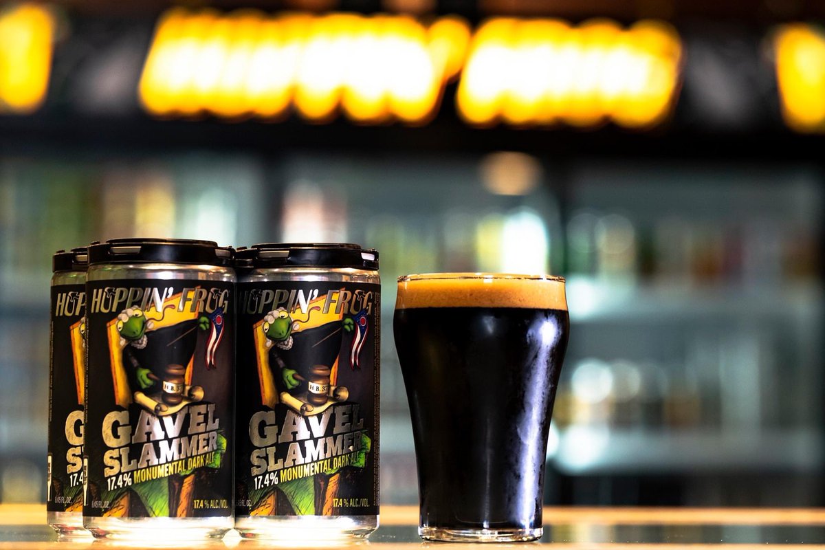 hoppinfrog's tweet photo. 17.4% ABV never tasted so good! Try our Gavel Slammer Monumental Dark Ale and treat yourself to the good stuff! #hoppinfrogbrewery #beer #craftbeer #ohiocraftbeer #akronbeer #beergeek #instabeer #highgravity #beerstagram #beertime #beerme https://t.co/Kzhf1OhJn3