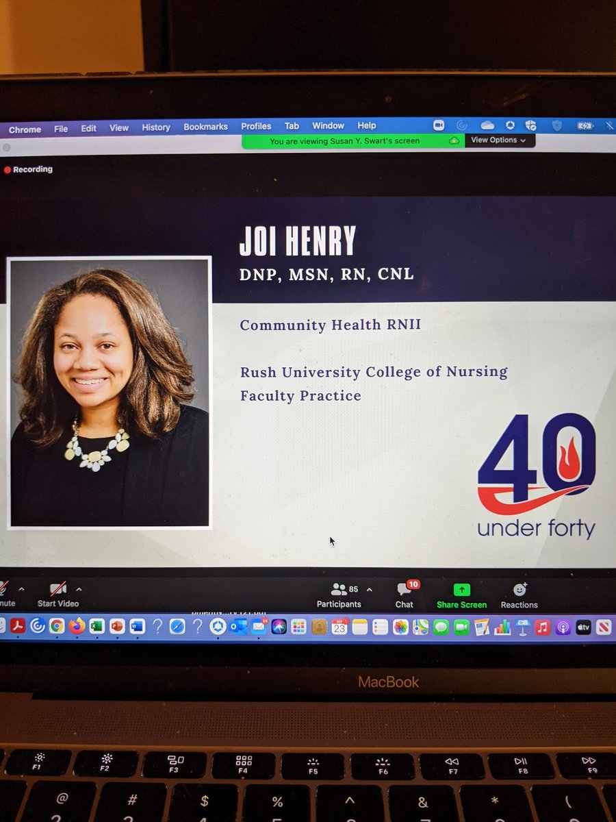 Congratulations Dr. Henry!  Our students are so lucky to have you sharing your expertise in shelter-based care! <a href="/JoiHenry8/">Joi Henry</a> <a href="/RushUNursing/">Rush U College of Nursing</a> #40under40