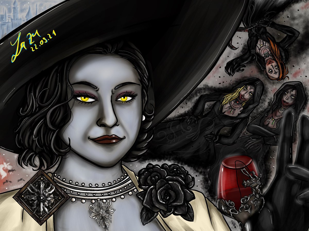 LapisandLazuli's tweet photo. Sie ist fertig!! (Hat mich einige Nerven gekostet 😩) Aber es ist vollbracht 🤗 #alcinadimitrescu 🍷🏰👒💄 ~ The Vampire #LadyDimitrescu #Dimitrescu #beladimitrescu #danieladimitrescu  #cassandradimitrescu #ResidentEvil #ResidentEvilVillage #ResidentEvilVillagefanart #Resi8 https://t.co/zzaxn6sAHB