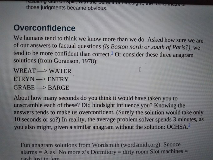 Two gems from my psych textbook this evening (the anagram thing was very accurate. It took me 2.5 - 3