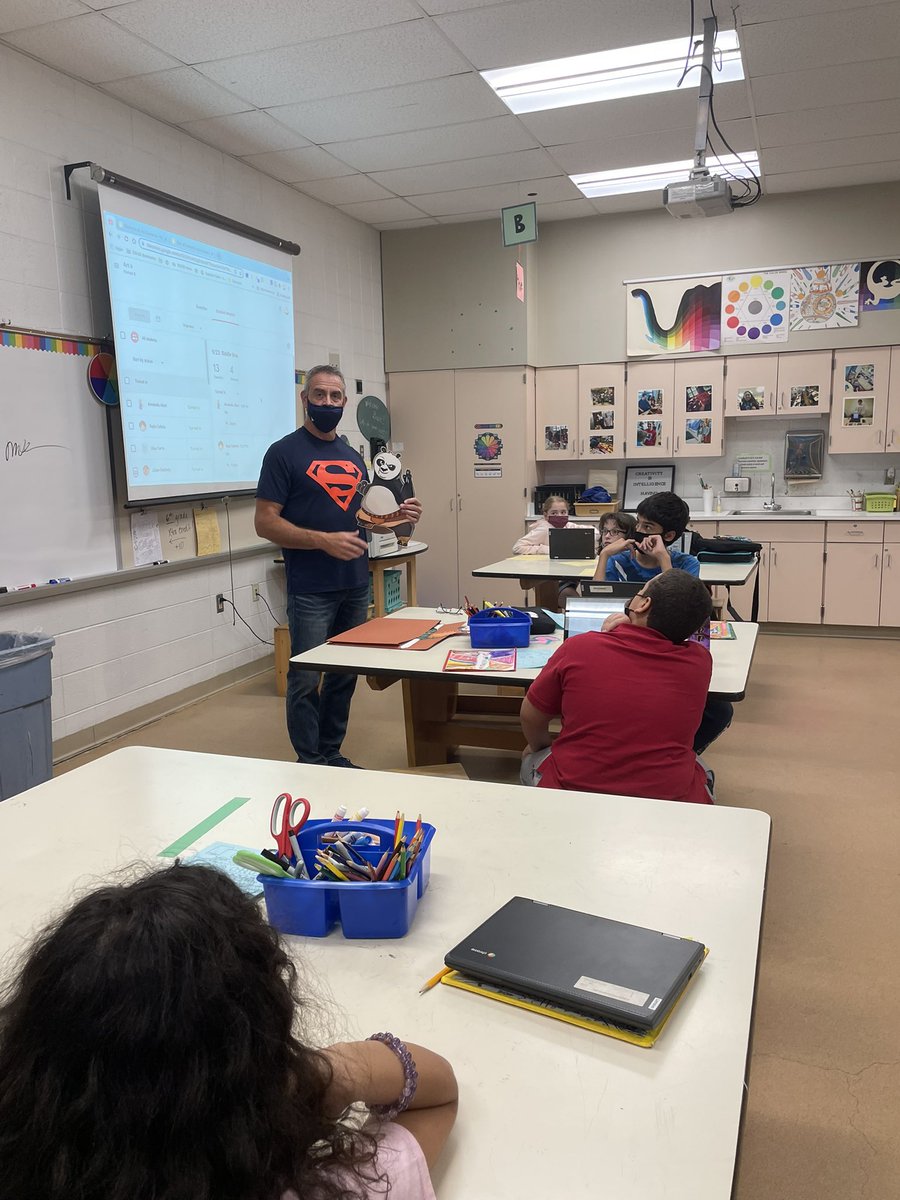 jtlart's tweet photo. Today Mr. Ruhl, 6th grade JTL Birch science teacher, came to art class to show the students his own artwork, and give them a lot of helpful tips! Mr. Ruhl has been drawing since he was a student himself, and his Marvel characters are amazing!! @JTLIntermediate https://t.co/5FQvUSUkRO