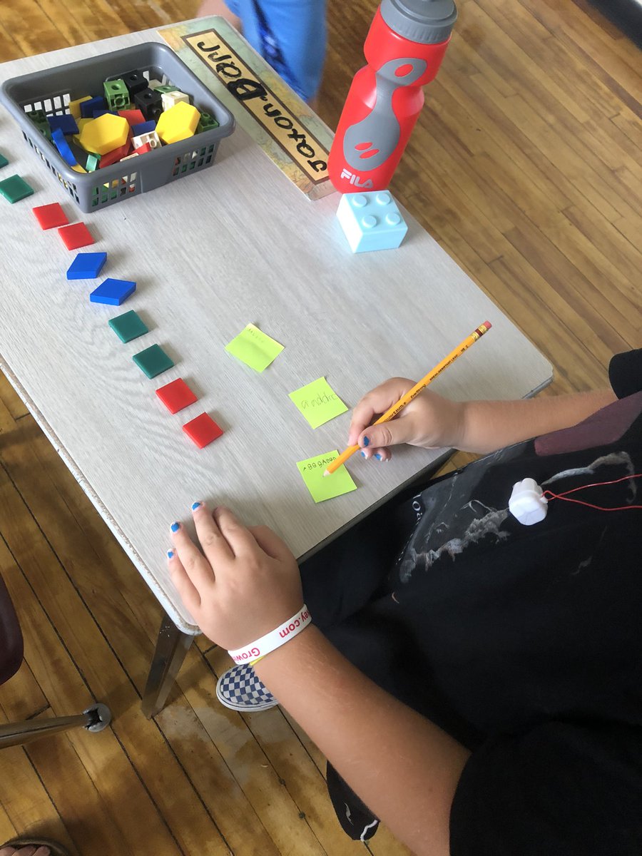 MsEccles's tweet image. Today we made patterns. Then we moved around the room leaving our rule guesses on sticky notes. The kids were engaged and thinking critically! @PisekKelly @BradMayhew5 @dsbn @powthorold @PoWThoroldPS @TeatherBoard @mallorymilton #mathteaching #gradetwomath