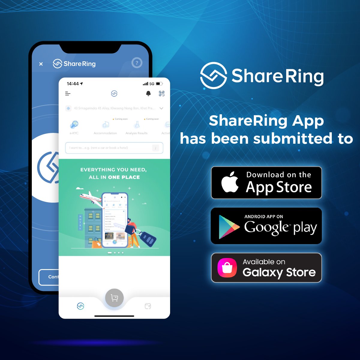 ShareRing App v1.0 has been SUBMITTED to the Apple App Store, Google Play Store and Samsung Galaxy Store and is awaiting their review! A full list of functionality will be published on our blog in the next 24 hours‼️