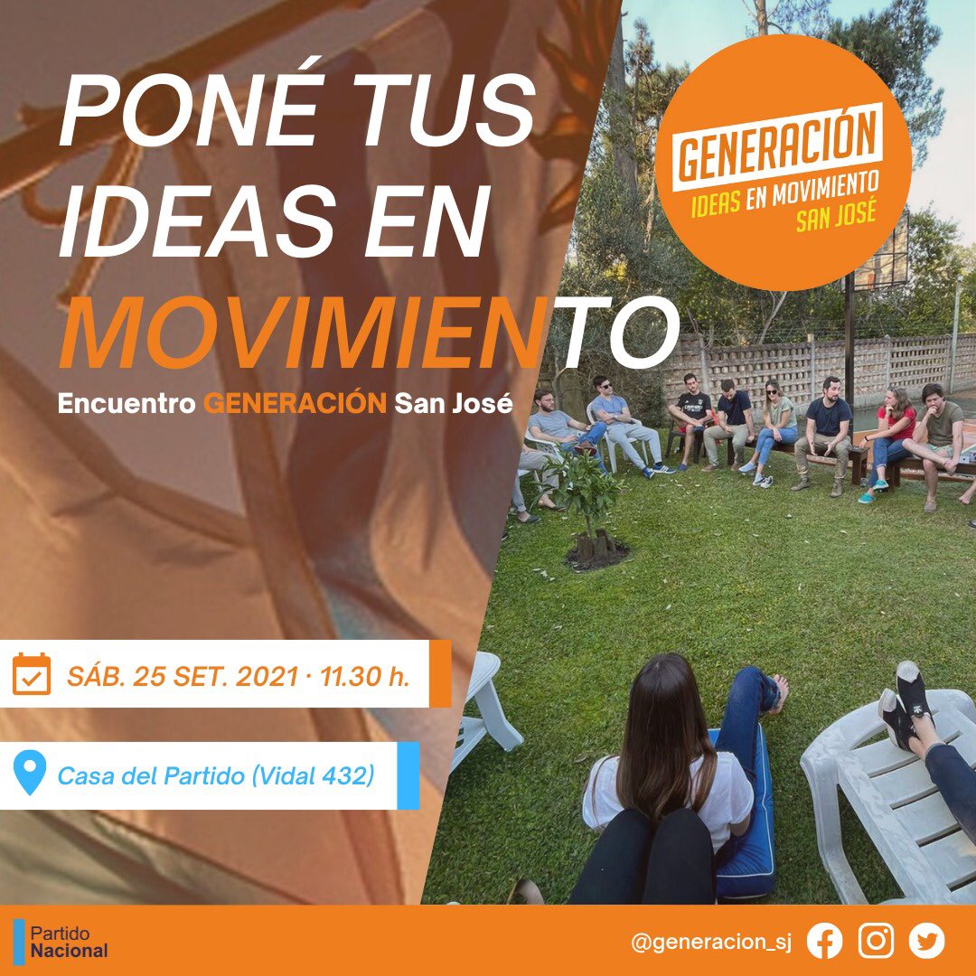 generacion_sj's tweet photo. Este sábado nos reunimos para seguir construyendo y poniendo ideas en movimiento 🍊 #generacion #generacionsj #generacionuy 

📲¿Te queres sumar? Escribí por privado y te contamos más https://t.co/WwskDMxMd9