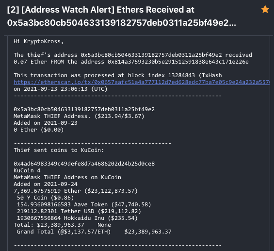 KryptoKross's tweet photo. E T H.  S C A M M E R.   U P D A T E :
This scammer is quite busy and has racked up 23 million dollars worth of crypto assets on KuCoin.  I have him on my watch list on https://t.co/tDsIPurS0m https://t.co/6d0IIyp60o