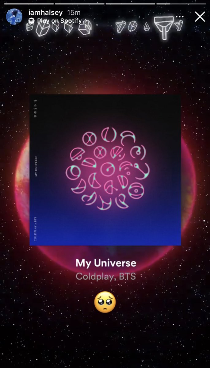 Qg_Barmys's tweet photo. 🔮A Halsey via stories no Instagram! 🪐

@BTS_twt #MyUniverse https://t.co/kic13sRHkV