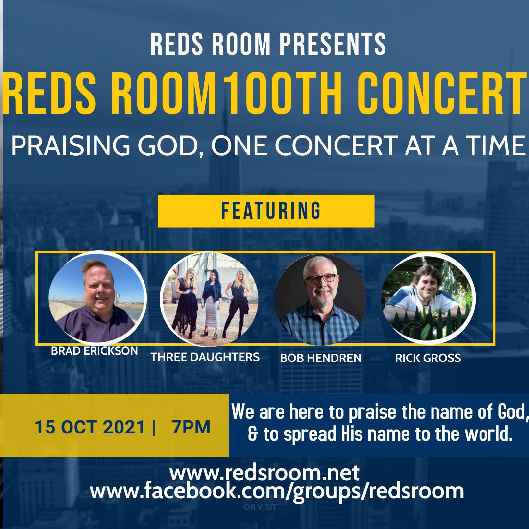 RickGross's tweet photo. Live Streaming Concert for Reds Room Entertainment on October 15, 2021 @ 7PM https://t.co/Rd4fqABTs0