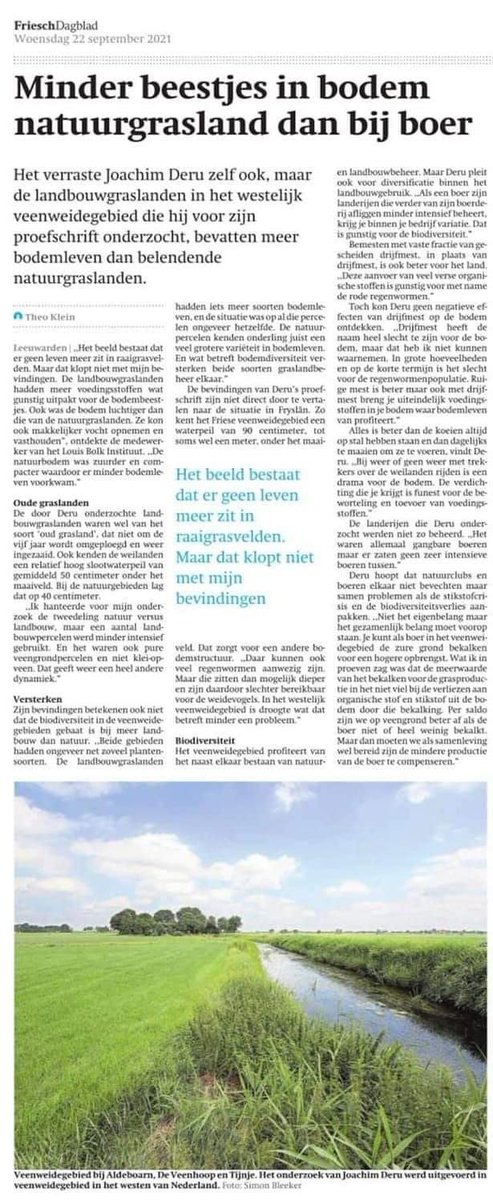 🌱Nieuw onderzoek wijst uit: Meer beestjes in bodem boerenland dan in bodem natuurgrasland. 

De onderzoeker is verbaasd, wij minder...

#biodiversiteit