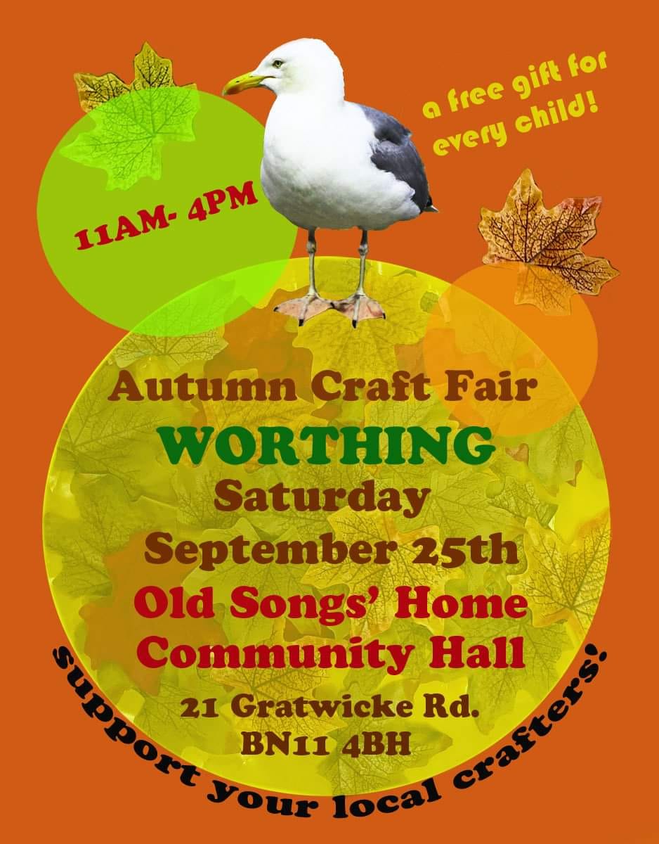 📰 NEWS 📰

The Old Songs' Home's Autumn Craft Fair is tomorrow. 

Saturday 25th September, 11am to 4pm. Free entry.
The Old Songs’ Home Community Hall, Gratwicke Rd, Worthing, BN11 4BH

Have news to share? 
Submit here: ow.ly/wGYx50GbEmF

#Worthing