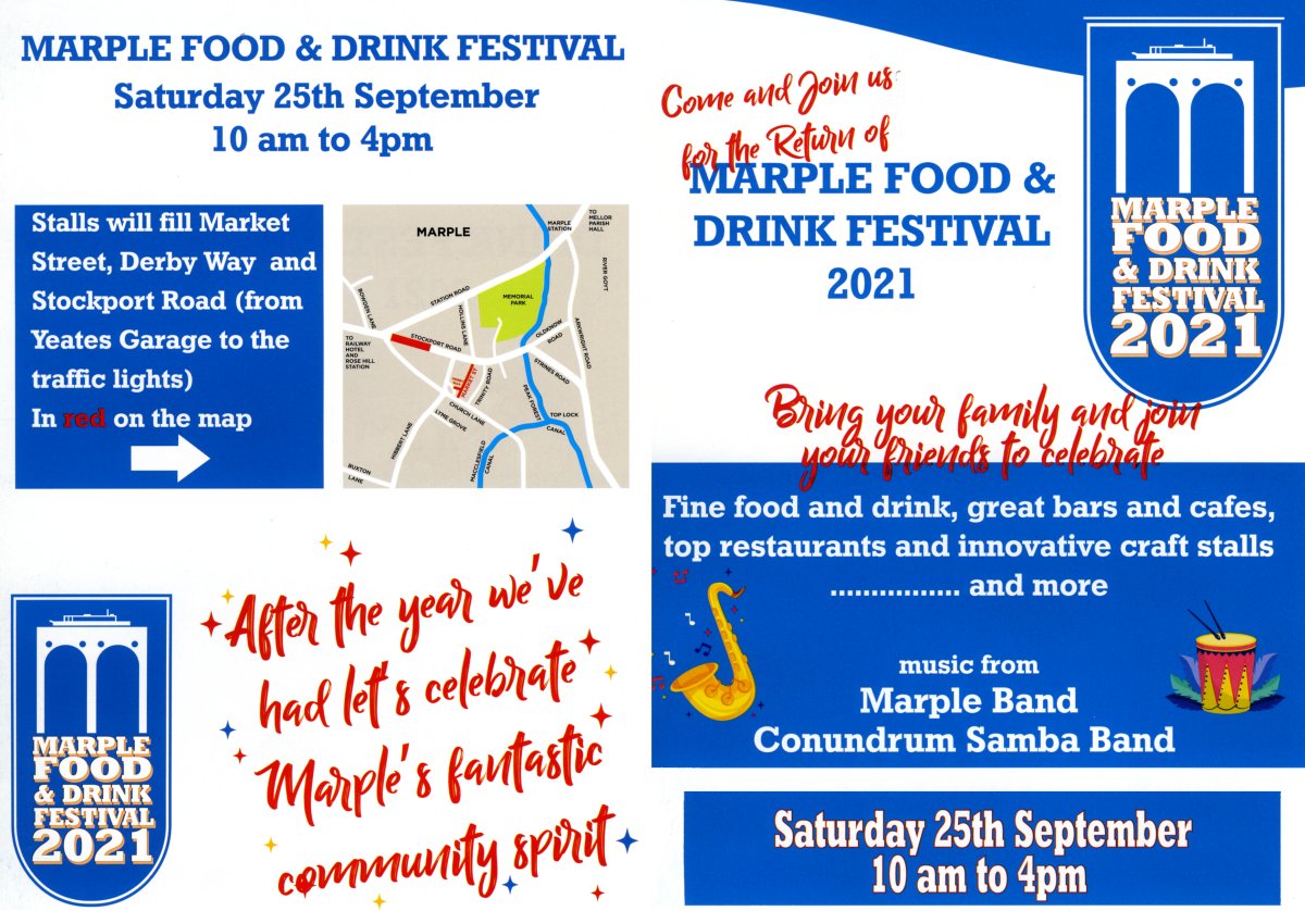 marplewebsite's tweet photo. As most local folk know, it's #Marple Food and Drink Festival tomorrow. But for the first time ever there will also be stalls on Stockport Road from the "Jolly Sailor" traffic lights to Yeates Garage. Remember to visit the stalls and businesses there too! https://t.co/kuQwNPA5vh https://t.co/YMkU0HHXWk