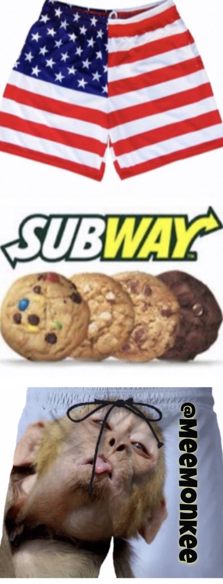 MeeMonkee's tweet photo. @TradesTrey with the ol Freudian slip! So in honor of @SUBWAY &amp; our Stonk Cookie Monster @Treys_SubwayCup I offer a Fresh Meme called:

SHORTS! (SNACK IN THE MIDDLE) 🩳🍪🩳

Make Cookies On The Dip.
Eat Cookies On The Rip!

#AMC #GME #HODL
#MeeMonkee #GoBirds 
#ApesTogetherStrong https://t.co/jqQJ6Z45wH