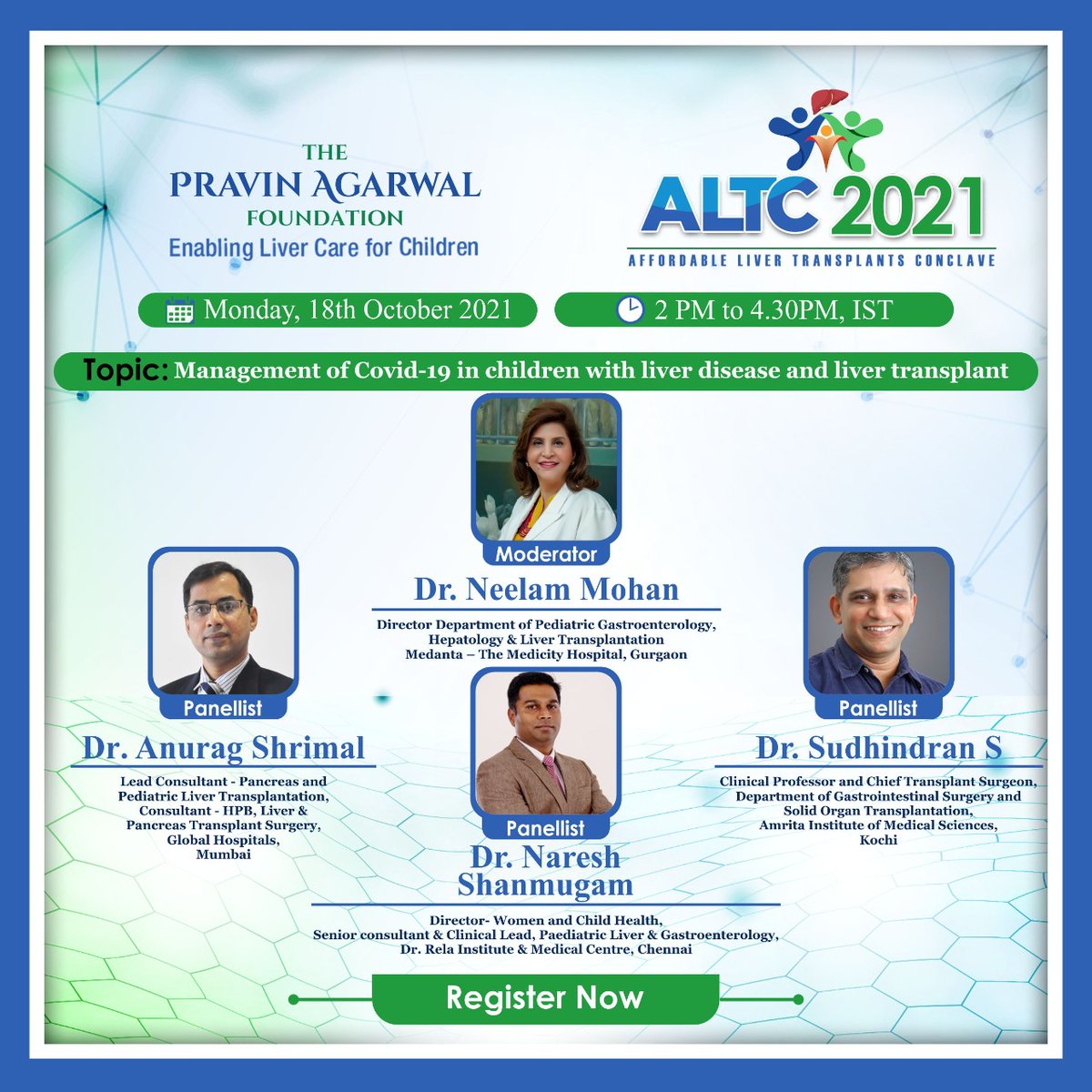 TpafMumbai's tweet image. We are introducing the Panel-1 theme &amp;amp; the panellists. 

Get expert’s opinions on -Management of COVID-19 in children with liver disease and liver transplant.

Be ready for Asia’s Biggest Annual Liver Transplants Conclave!
@drneelam03 @AnuragShrimal @nareshshanmuga5

#ALTC2021