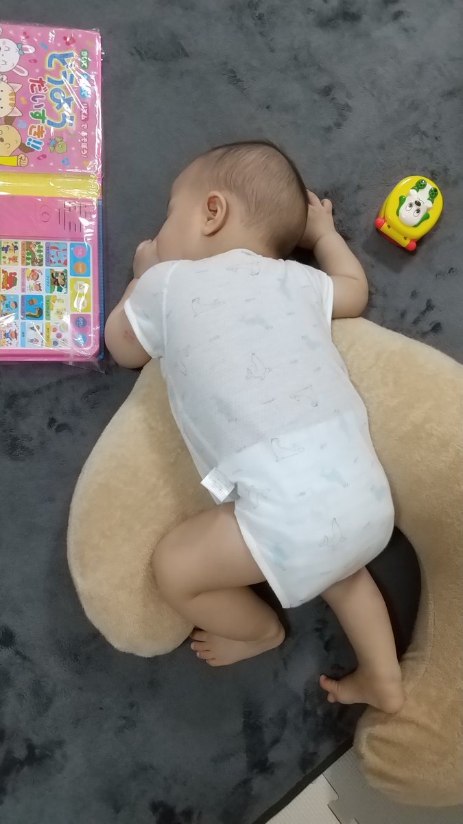 happpppppyzz's tweet photo. 遊び疲れてセルフネンネ

授乳クッション乗り越えきれなかったみたい🤣寝づらくないのかなぁ🤣 https://t.co/jpL9o52Fct