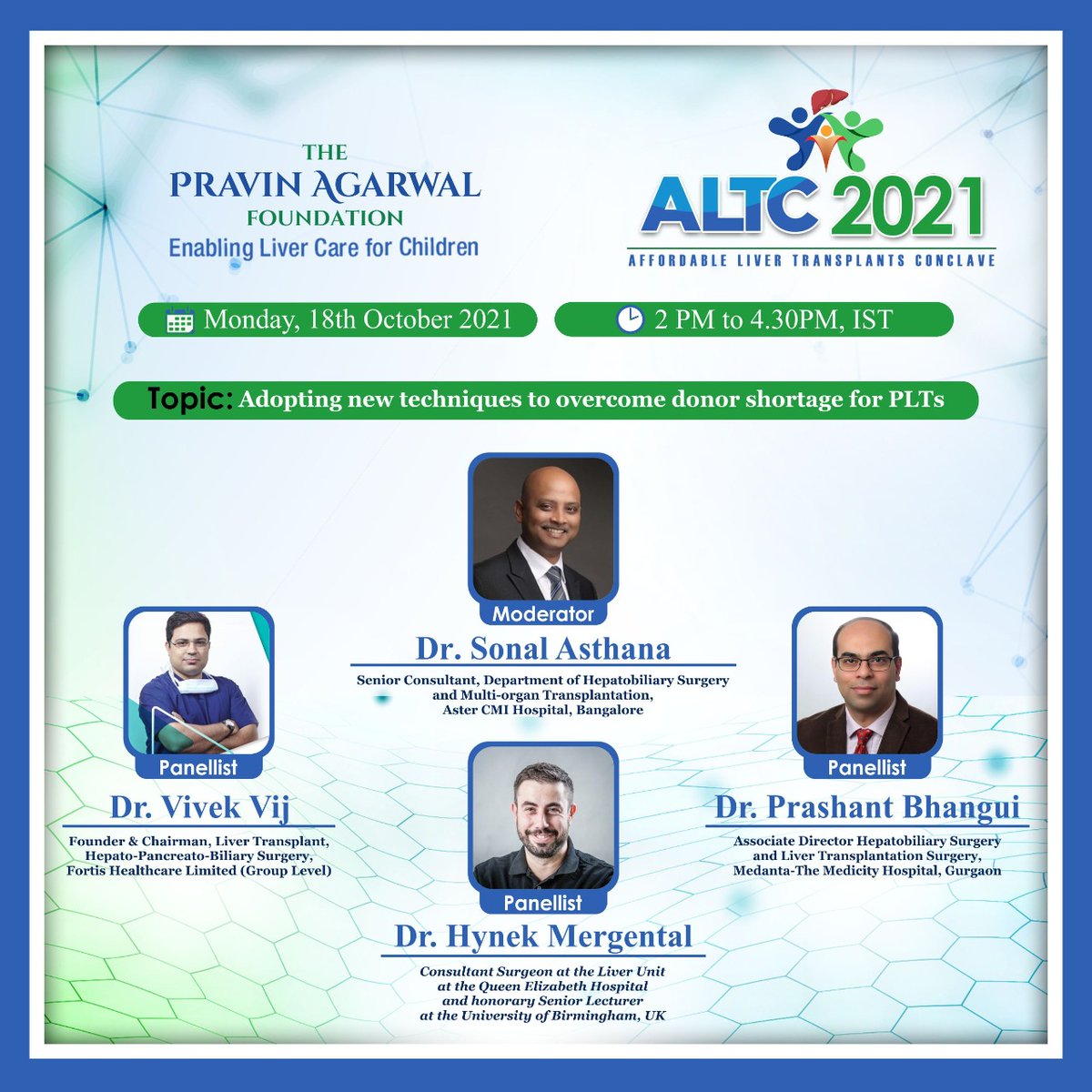 TpafMumbai's tweet image. We are introducing the Panel-2 theme &amp;amp; the panellists. 

Get expert’s opinions on -Adopting new techniques to overcome donor shortage for PLTs.

Be ready for Asia’s Biggest Annual Liver Transplants Conclave!
@sonalasthana @ailbs_india

#ALTC2021