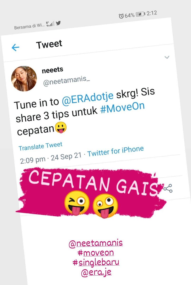 TeamNeetaManis's tweet photo. NOW!!!! @ERAdotje
@neetamanis_ #moveon #tips #singlebaru #neetamanishaa #teammanis https://t.co/xJqS1DtJsk