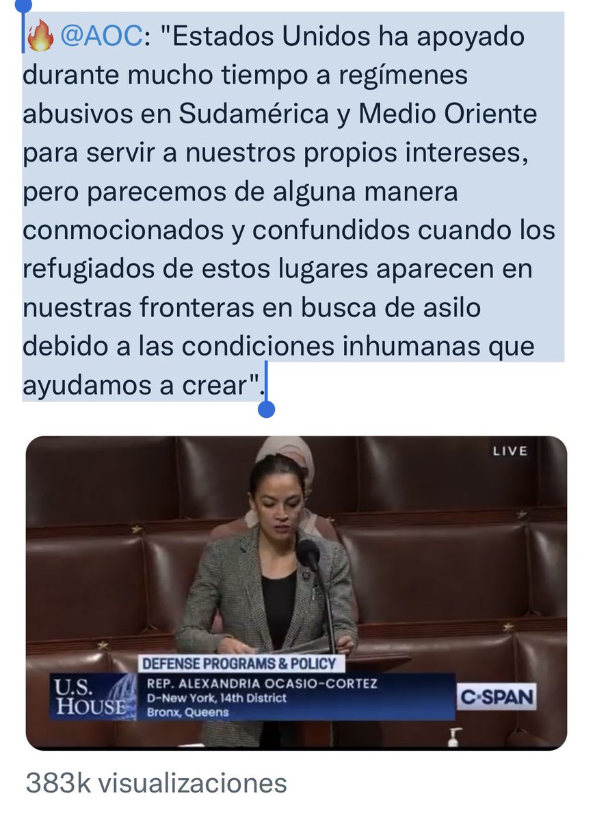 GustavoBolivar's tweet photo. ¡URGENTE!
Cámara de Rep de EEUU Aprueba enmiendas de @AOC a ley de defensa Nal.
Bloquea venta de armas al ESMAD por represión violenta contra manifestantes hasta que se presente reporte de DDHH en 180 días. 
También afecta aspersiones con glifosato.
Thank you too @RepMcGovern https://t.co/aVhf7Zndm0