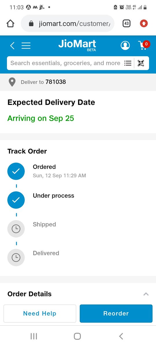 jem3811's tweet photo. @JioMart_Support Haven't got order from @JioMart after 12days. Delivery is postponed again. Contacted their customer care through calls &amp; mails no. of times. They lie saying delivery will be made the same day. Have records of conversation as proof. @jagograhakjago pls take action https://t.co/uEUYu1785a