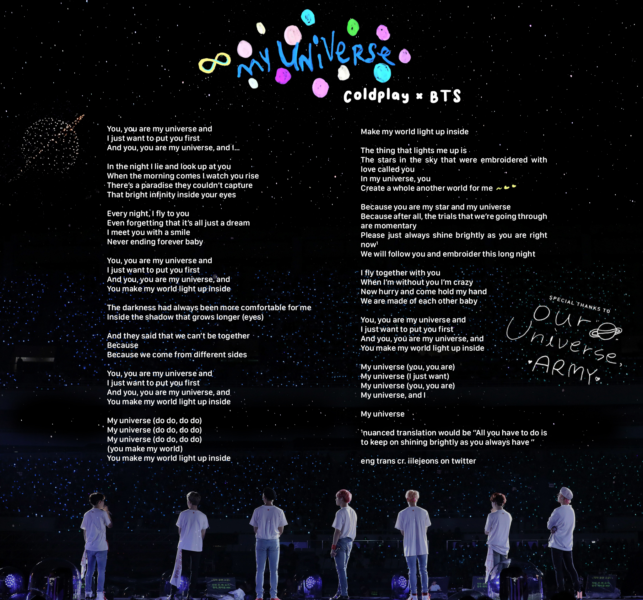 Coldplay, BTS – My Universe – doolset lyrics