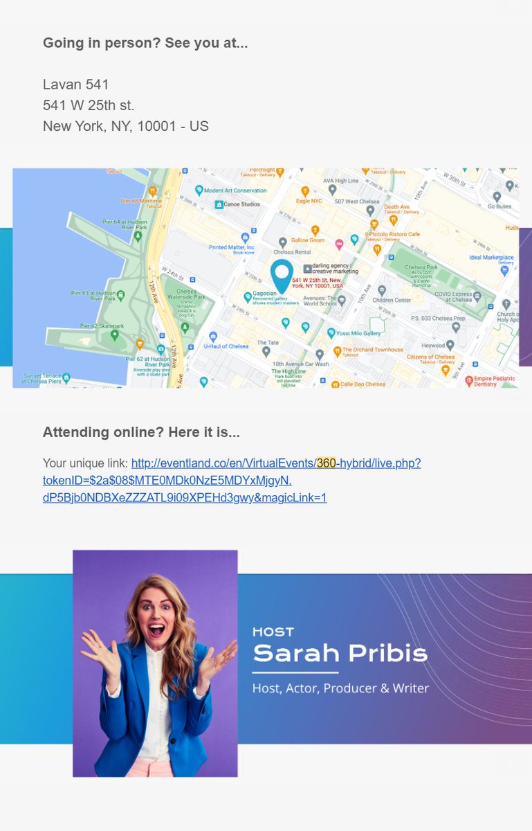 FabCapo's tweet photo. What does a well-put-together Hybrid Event look like?

Like this: you get an email with directions on how to attend either in-person OR virtually!

Very cool.

Amazing job by @ineventapp  putting this together. https://t.co/goqwzcQfEo