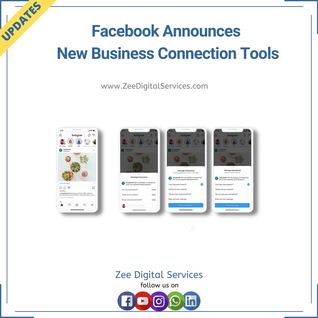 Zee_Digital_Ser's tweet photo. Facebook is launching new click-to-message ad options, which will expand your capacity to engage with customers in different messaging apps.

If you like 👍 Digital Marketing 📢 content then follow ✅ us &amp; never miss any updates 🔔

Pls share 📲 with others.

#digitalmarketingup https://t.co/g1Regqj4FW