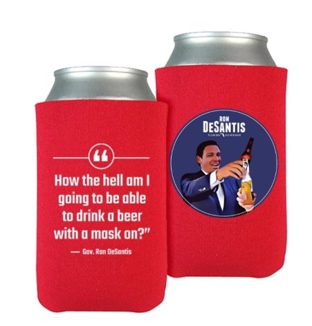 BrockBoss2's tweet photo. @GovRonDeSantis This idiot clearly doesn't understand prevention. He does however understand grifting. Check out his website for koozies and other shitty swag that show just how much Ron doesn't give a F*** about saving a single life. https://t.co/iQB8jlGcVc