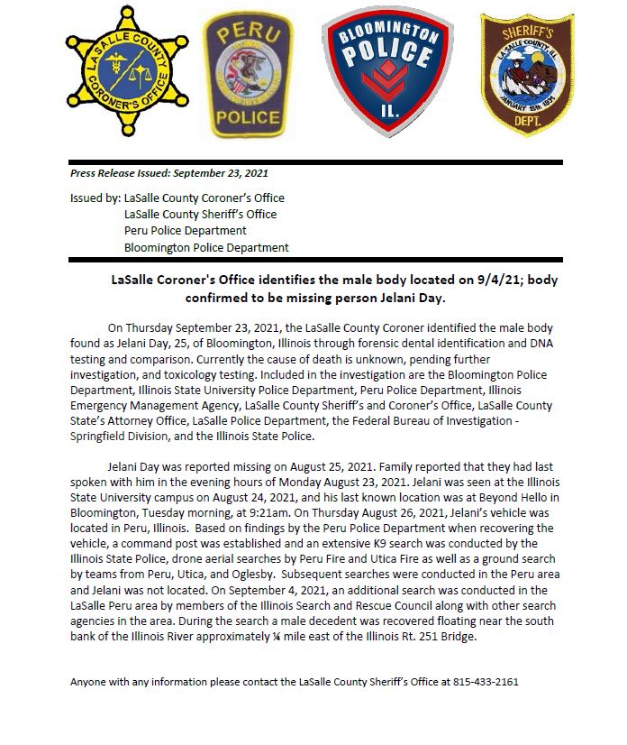 The #JelaniDay case is active. Continue to share his story, support those near you, &amp; provide info to the LaSalle Co. Sheriff. See their release (below) for info.
In respect for the Day family &amp; to move the investigation forward, we archived tweets referring to his disappearance.