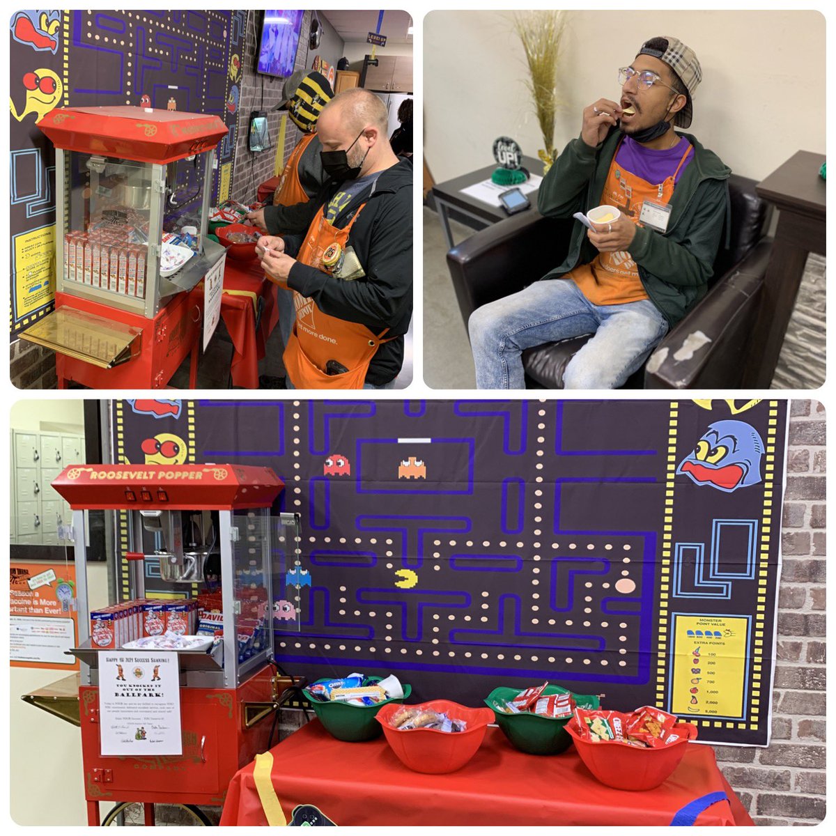 WelsJ18's tweet photo. We had a great 1st day to kick off our 4 day celebration during our success sharing weekend video game style. What better way to start it off with arcade style goodies…snacks! #SuccessSharing #HDStrong @THDWoodhaven @willdingman76 @Dbates1023 @Wes08114866 @DorthanalL @cgerdemann https://t.co/mbCWgPVJFP