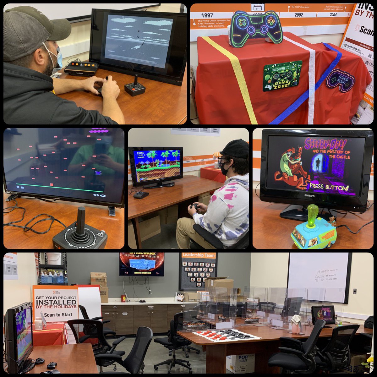 WelsJ18's tweet photo. Video Gaming in progress at the Woodhaven Home Depot helping celebrate our successes this half!! #SuccessSharing #HDStrong @THDWoodhaven @willdingman76 @Dbates1023 @Wes08114866 @DorthanalL @cgerdemann https://t.co/0DCmT2YIoq
