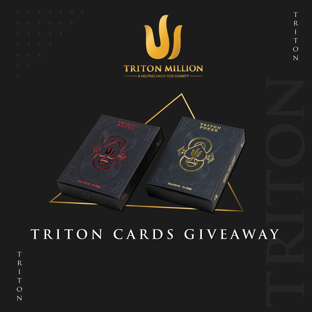tritonpoker's tweet photo. 🔱Win a whole set of Triton Playing Cards this week! 🔱

♠ Winners will be announced on September 29th ♠

To Enter:
1️⃣ Follow @tritonpoker
2️⃣ Retweet
3️⃣ Tag 2 friends on this post

(Giveaway ends September 28th)

#TritonMillion #Giveaway #poker https://t.co/B9YrFiK2NY