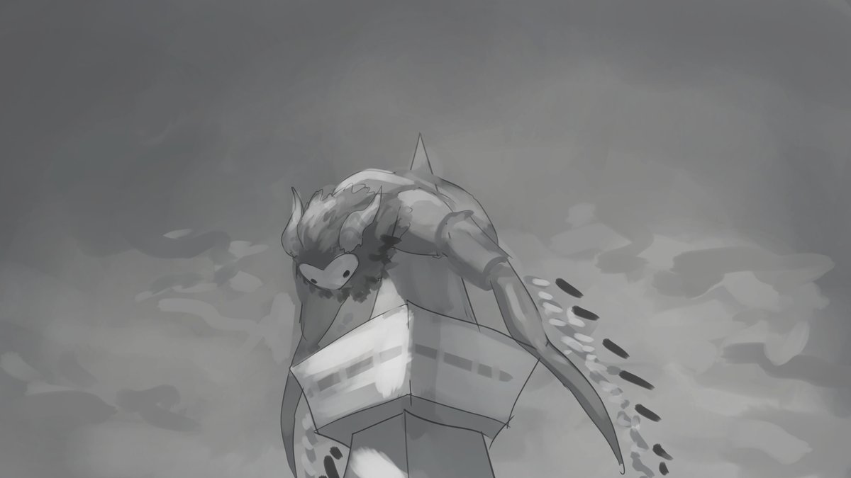 greyscale monochrome no humans solo pokemon (creature) looking down grey background general  illustration images