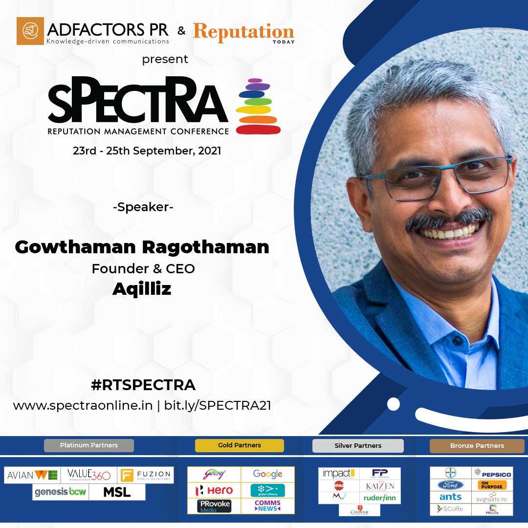 amithpr's tweet photo. Today's highlights at #RTSPECTRA 1/2
@menonanj on storytelling 
@GowthamanR on blockchain 
@mbrennanchina on attention economy
@intel's #FranAshcroft on creating a centre of excellence in Comms https://t.co/rS98KLX5ld