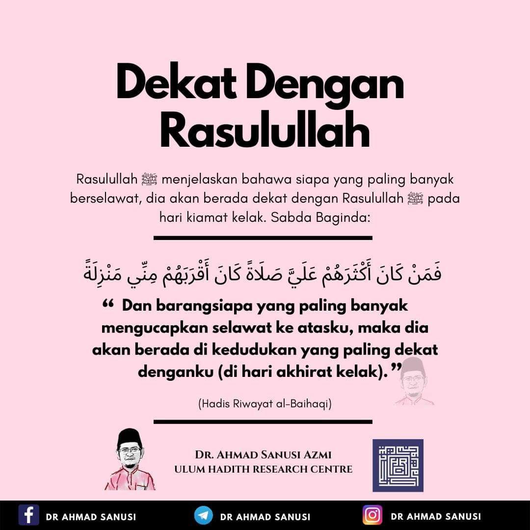 My Hadithtime On Twitter Mereka Yang Banyak Berselawat Ke Atas Rasulullah Berpeluang Menjadi Orang Yang Paling Dekat Dengan Rasulullah Pada Hari Kiamat Semoga Allah Membimbing Kita Https T Co Y05orpzzlh Twitter