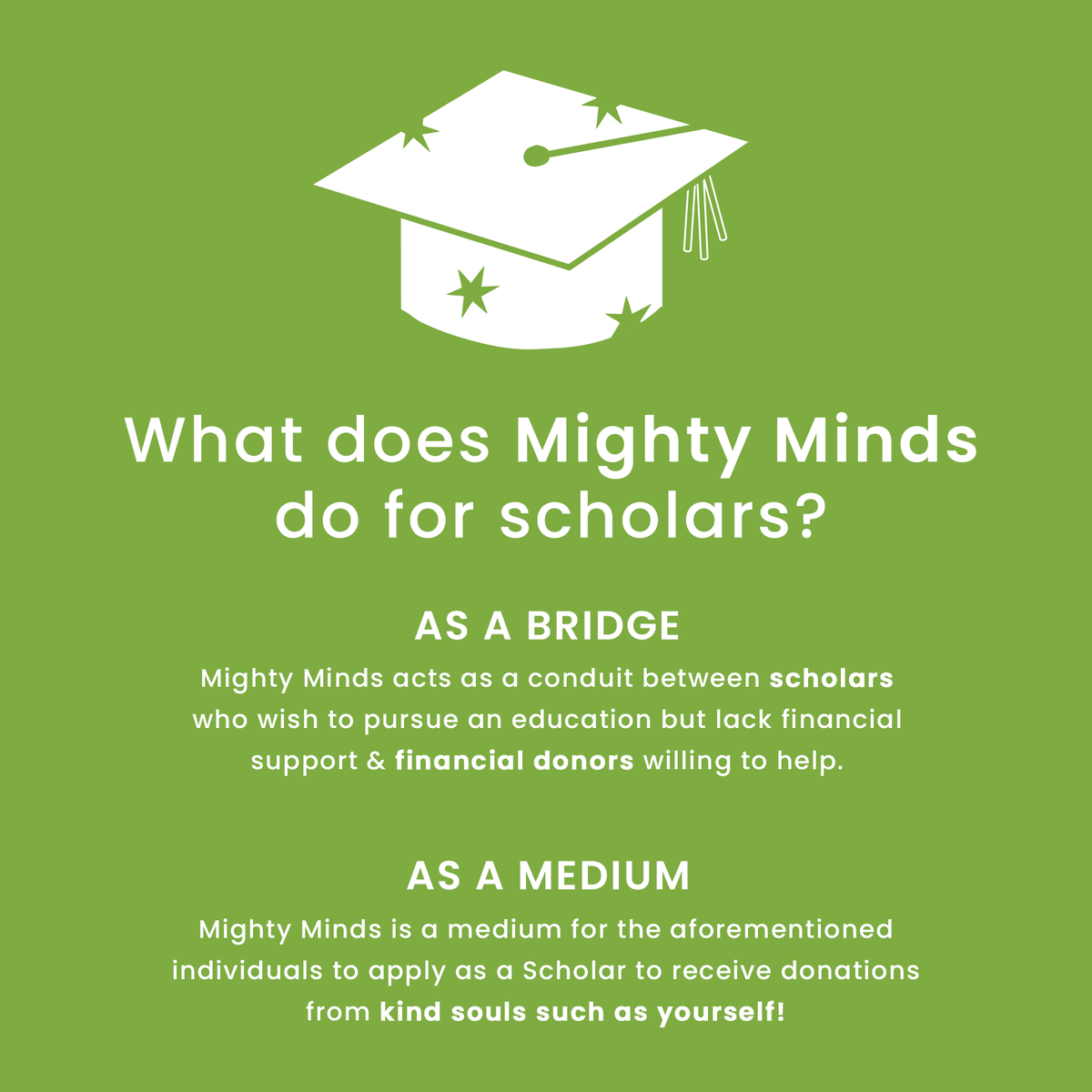MightyMindsOrg's tweet photo. Mighty Minds is a crowdfunding platform created to connect our Mighty Partners' scholars to donors. 🦸
If you wish to #SponsorAStudent go to https://t.co/iOtyv5Hdx6 now and transform students' lives for better. 💚

#MightyMinds 
#DonateNow 
#DonateToday
______ https://t.co/iFSnyZzL7b