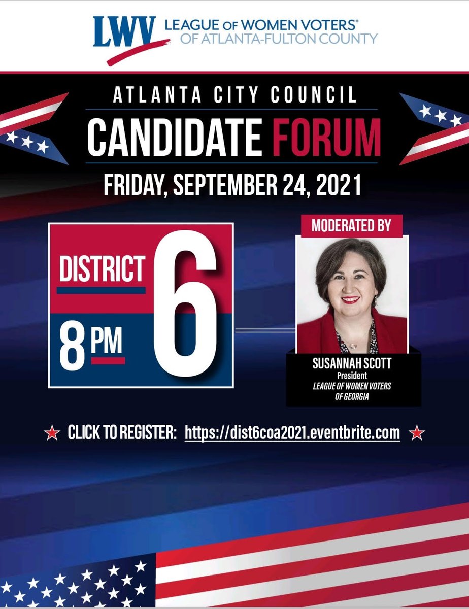 AlexWanforATL's tweet photo. See registration info in #LWV graphic and tune in Fri night for virtual candidate forum. #LeagueOfWomenVoters #LWVAF #AlexWanForAtlanta #Atlanta #CityCouncil #District6 #VoteNov2 https://t.co/p644JjQC0r