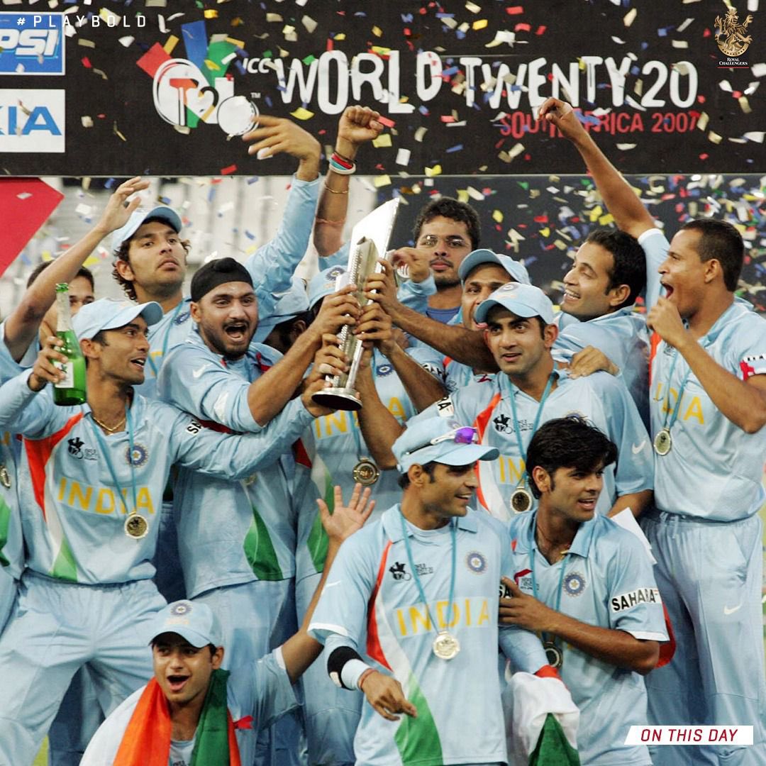 Sahilmor_'s tweet photo. #OnThisDay in 2️⃣0️⃣0️⃣7️⃣, 🇮🇳 created history by becoming World Champions in the first ever edition of the #T20WorldCup, beating 🇵🇰 by 5️⃣ runs in the finals. 🏆🤩
 #TeamIndia https://t.co/JpabtvVW8i