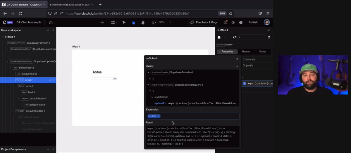 thorwebdev's tweet image. Awesome #lowcode demo by @_dijonmusters building a fully functioning Todo list app with @clutchcreator and @supabase 💪
Clutch looks pretty sick actually 🤩 #CodeOptional